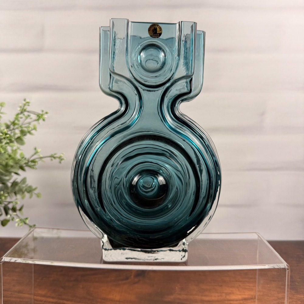 Riihimaen Lasi Helena Tynell Aitanlukko Padlock Vase Blue Glass Finland